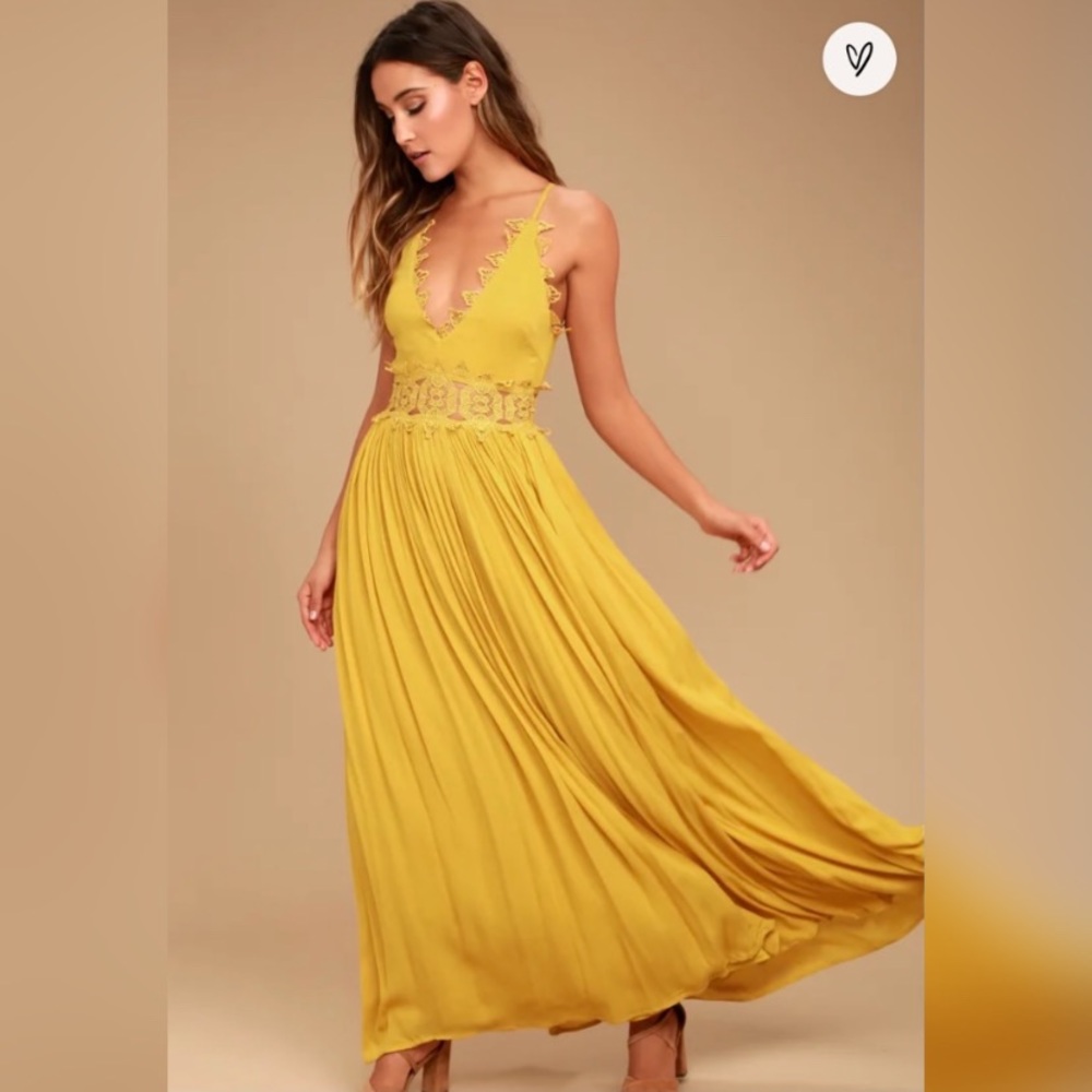 This is Love Mustard Yellow Lace Maxi Dress |Lulus